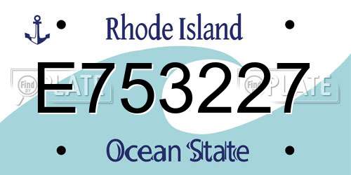 E753227 Rhode Island License Plate