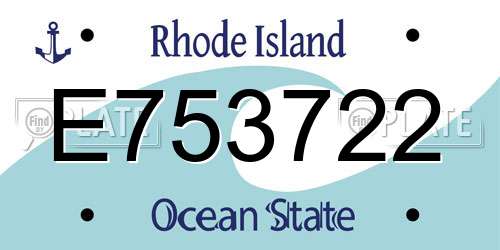 E753722 Rhode Island License Plate