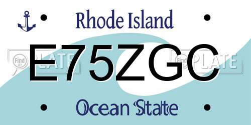 E75ZGC Rhode Island License Plate