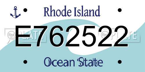 E762522 Rhode Island License Plate