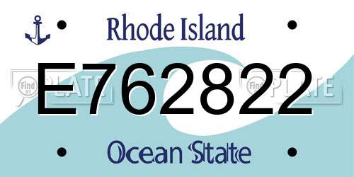 E762822 Rhode Island License Plate