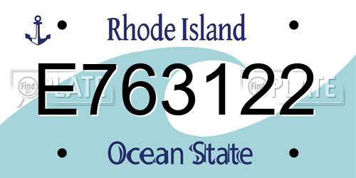E763122 Rhode Island License Plate