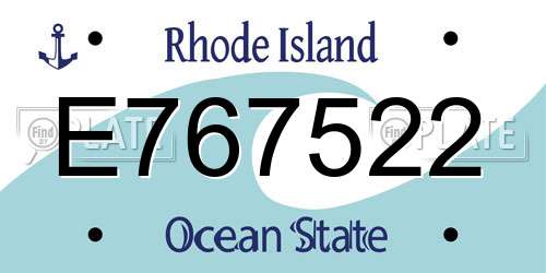 E767522 Rhode Island License Plate