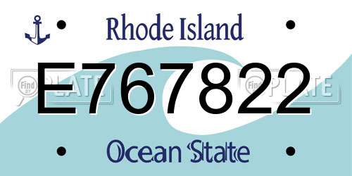 E767822 Rhode Island License Plate