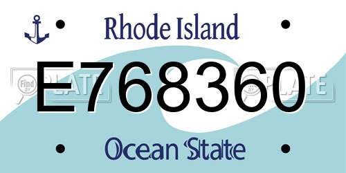 E768360 Rhode Island License Plate