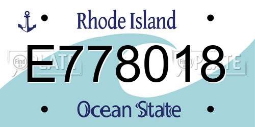 E778018 Rhode Island License Plate