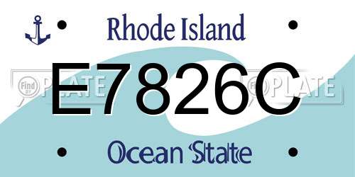 E7826C Rhode Island License Plate