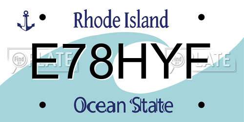 E78HYF Rhode Island License Plate