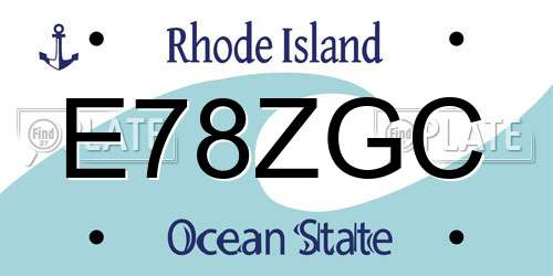 E78ZGC Rhode Island License Plate