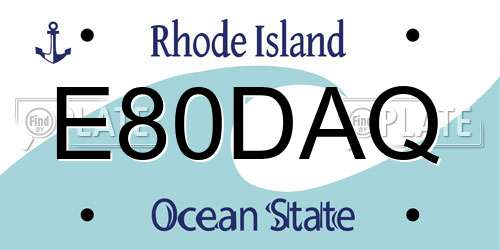 E80DAQ Rhode Island License Plate