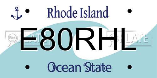E80RHL Rhode Island License Plate