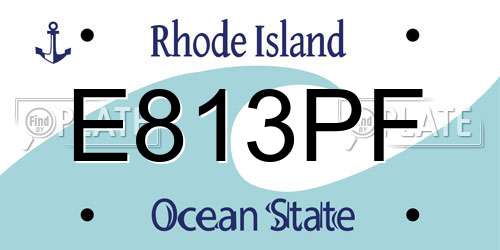 E813PF Rhode Island License Plate