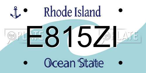 E815ZI Rhode Island License Plate