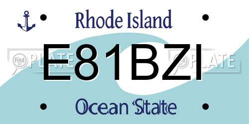 E81BZI Rhode Island License Plate