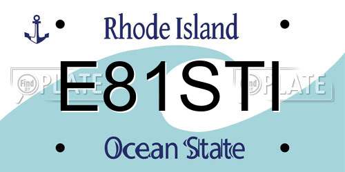 E81STI Rhode Island License Plate