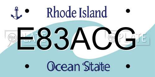 E83ACG Rhode Island License Plate