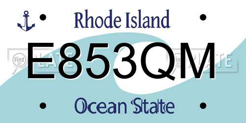 E853QM Rhode Island License Plate