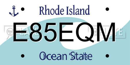 E85EQM Rhode Island License Plate