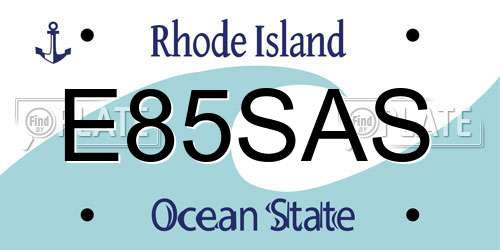 E85SAS Rhode Island License Plate