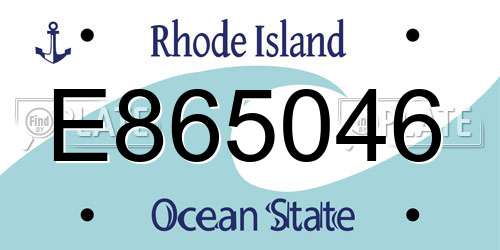 E865046 Rhode Island License Plate