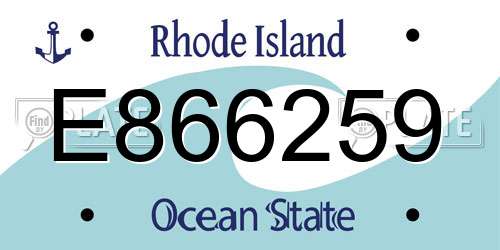 E866259 Rhode Island License Plate