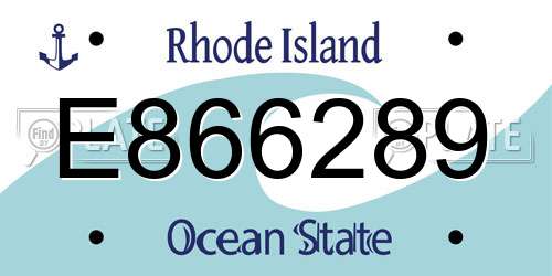 E866289 Rhode Island License Plate