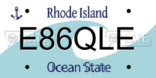 E86QLE Rhode Island License Plate