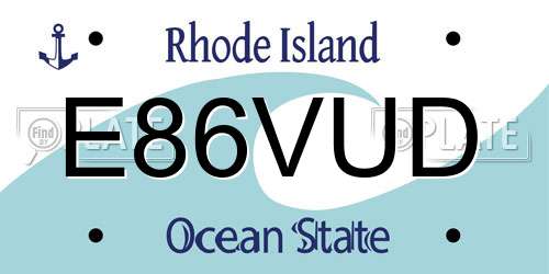 E86VUD Rhode Island License Plate