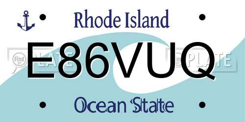 E86VUQ Rhode Island License Plate