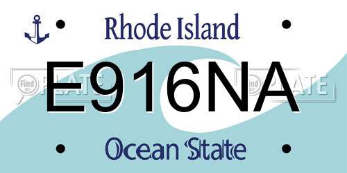 E916NA Rhode Island License Plate
