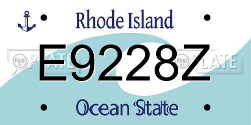 E9228Z Rhode Island License Plate
