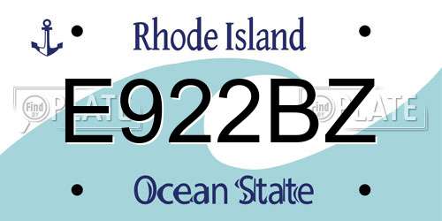 E922BZ Rhode Island License Plate