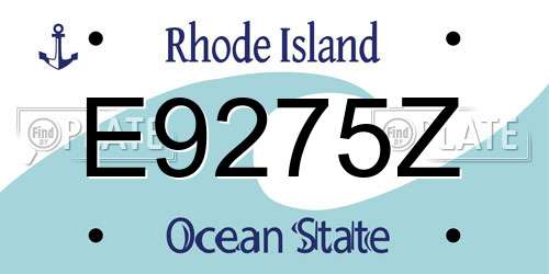 E9275Z Rhode Island License Plate