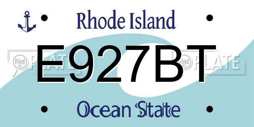 E927BT Rhode Island License Plate
