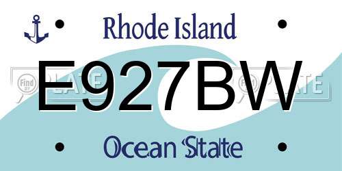 E927BW Rhode Island License Plate