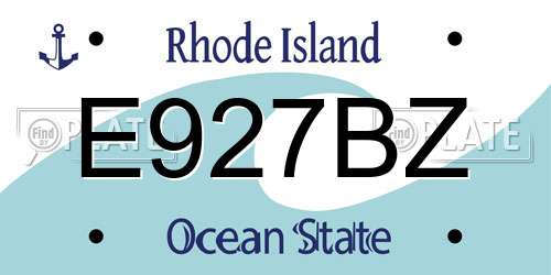 E927BZ Rhode Island License Plate