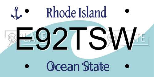 E92TSW Rhode Island License Plate