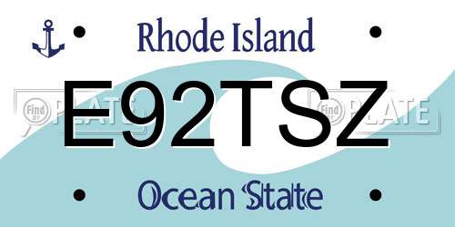 E92TSZ Rhode Island License Plate