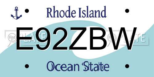 E92ZBW Rhode Island License Plate
