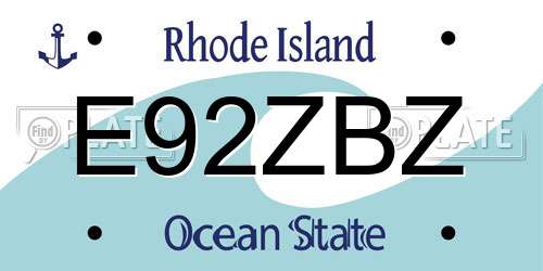 E92ZBZ Rhode Island License Plate