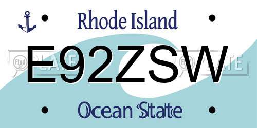 E92ZSW Rhode Island License Plate