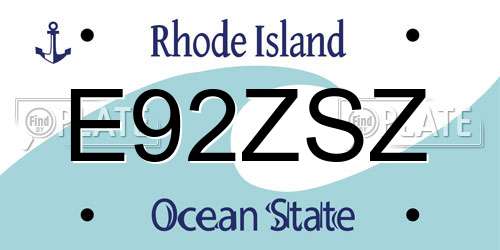 E92ZSZ Rhode Island License Plate