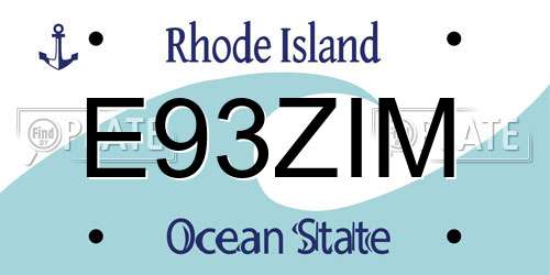 E93ZIM Rhode Island License Plate