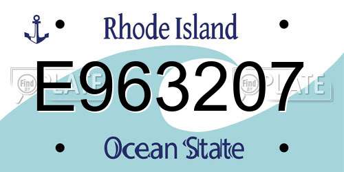 E963207 Rhode Island License Plate
