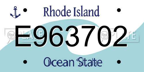 E963702 Rhode Island License Plate