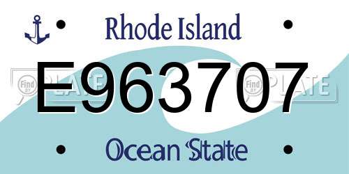 E963707 Rhode Island License Plate