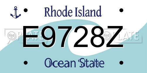 E9728Z Rhode Island License Plate