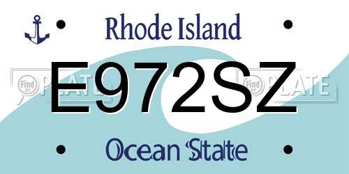 E972SZ Rhode Island License Plate
