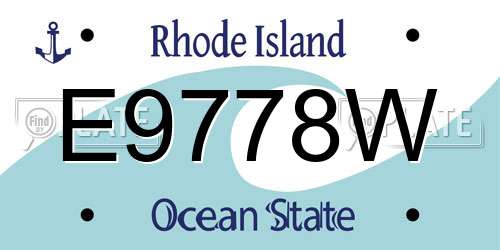 E9778W Rhode Island License Plate