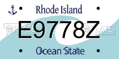 E9778Z Rhode Island License Plate